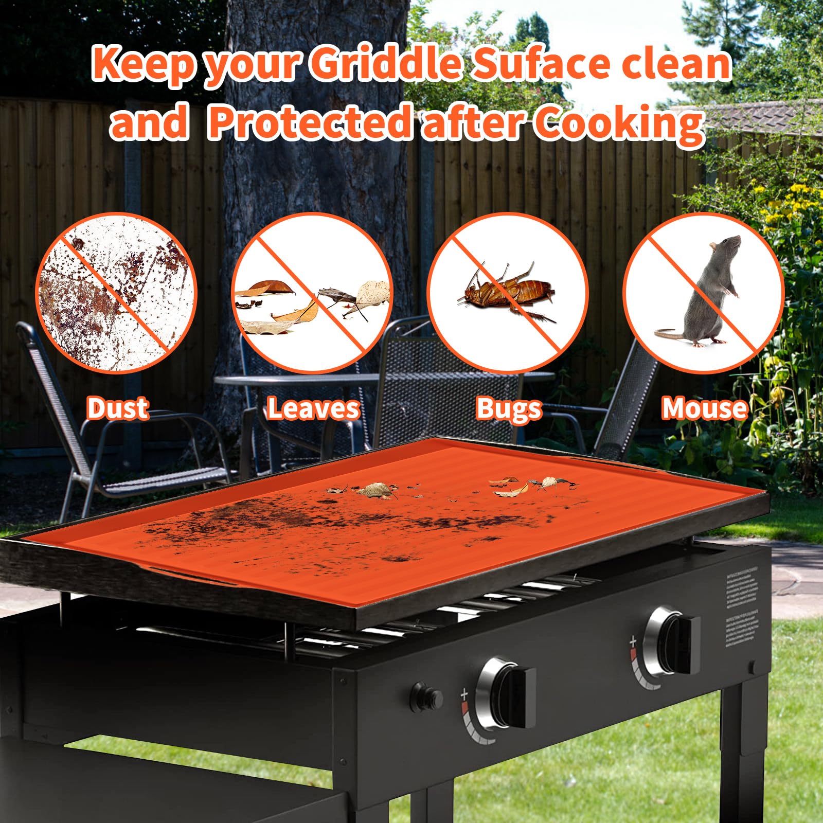 36'' Blackstone Griddle Mat, Silicone Griddle Mat for 36'' Griddle,Heavy Duty Food Grade Silicone Mat with Food Clip for Blackstone Griddle Top Cover Mat Protect Your Griddle Grill All The Time