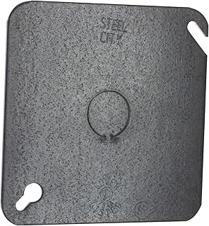 Steel City 52-C-6 Flat Outlet Square Box Cover, 4 in L x 4 in W, Steel