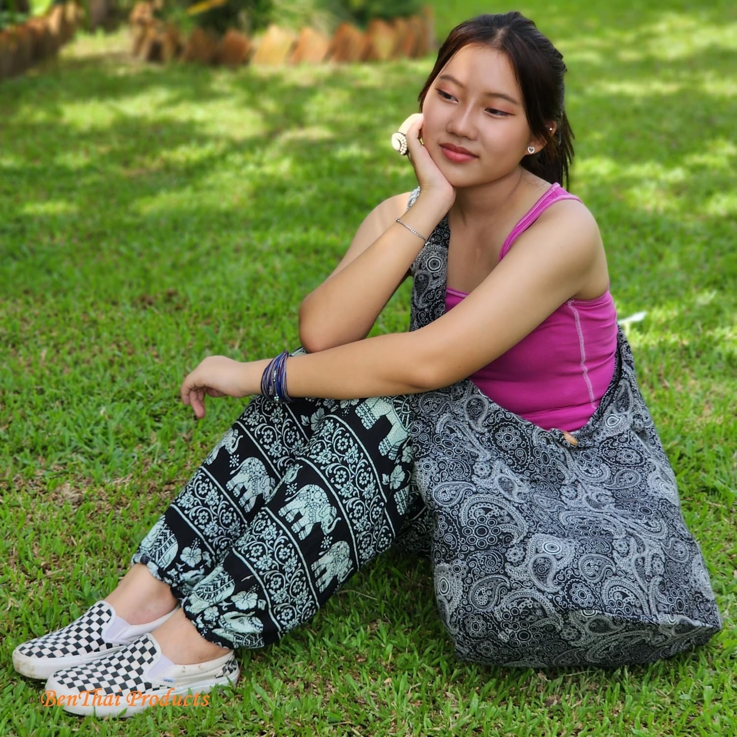 BTP! Thai Cotton Hippie Hobo Sling Crossbody Bag eco Friendly Shopping bag Paisley Print Large - Image 2