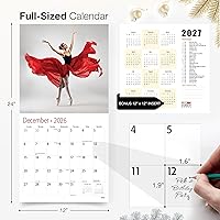 Vista 5 de RED EMBER Calendario de pared de ballet 2026 de 12 meses 12 x 24 pulgadas abierto Papel grueso y resistente Regalo de vacaciones Calendario