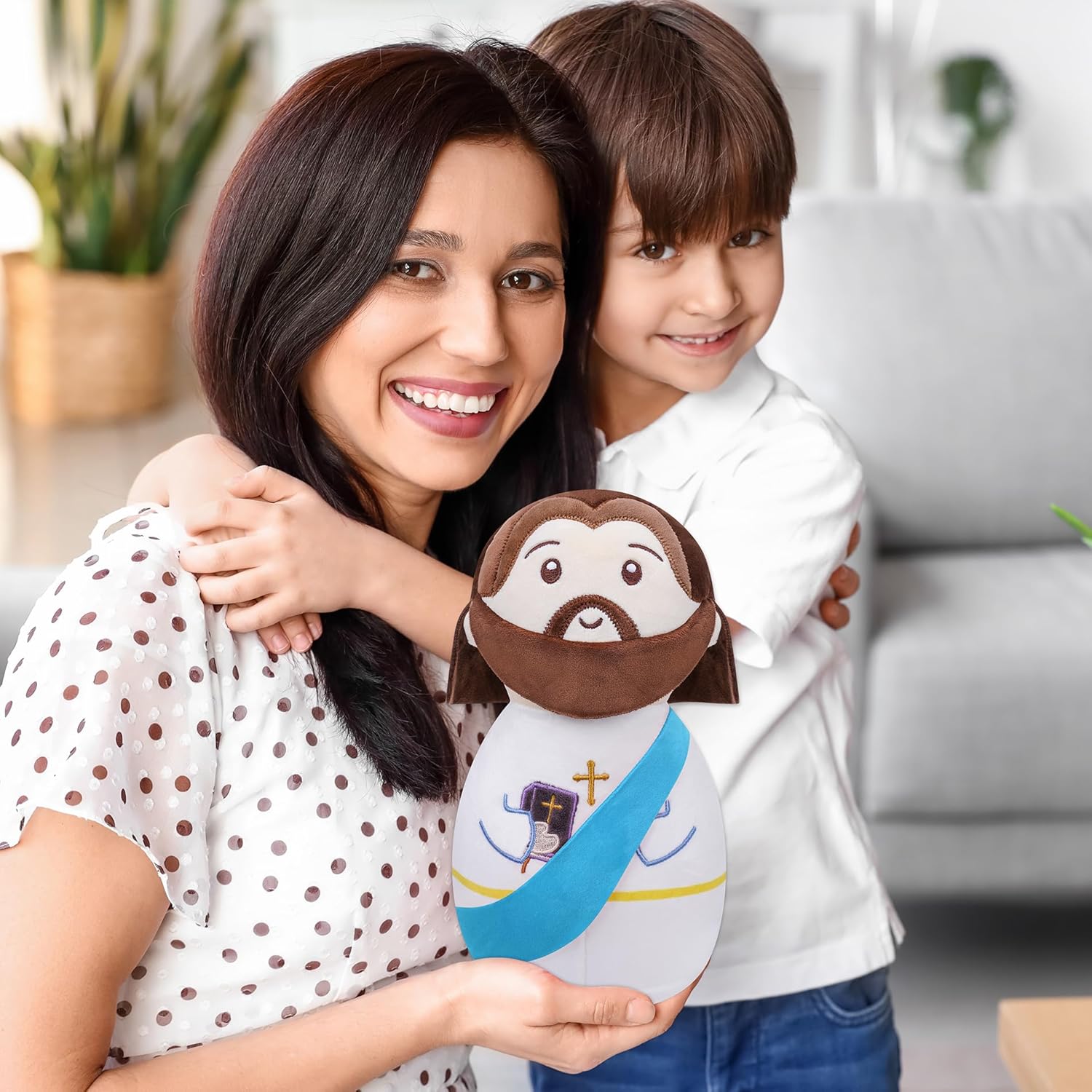 Christian Jesus Stuffed Bible Plush - Classic Religious Savior My Friend Jesus Plush Doll Toys with Smile Religious, Party Favors Gift for Kids Baptism Prayer Gift10 Inch