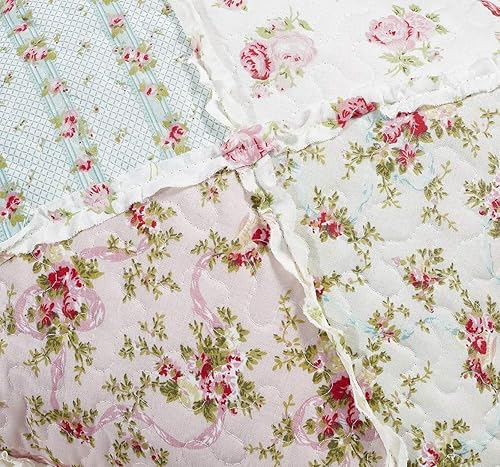 Miniatura 7 de Protector de sofá reversible acolchado con diseño de patchwork y bordado, capasrelleno suave, correa elástica de 2, lavable a máquina, funda para