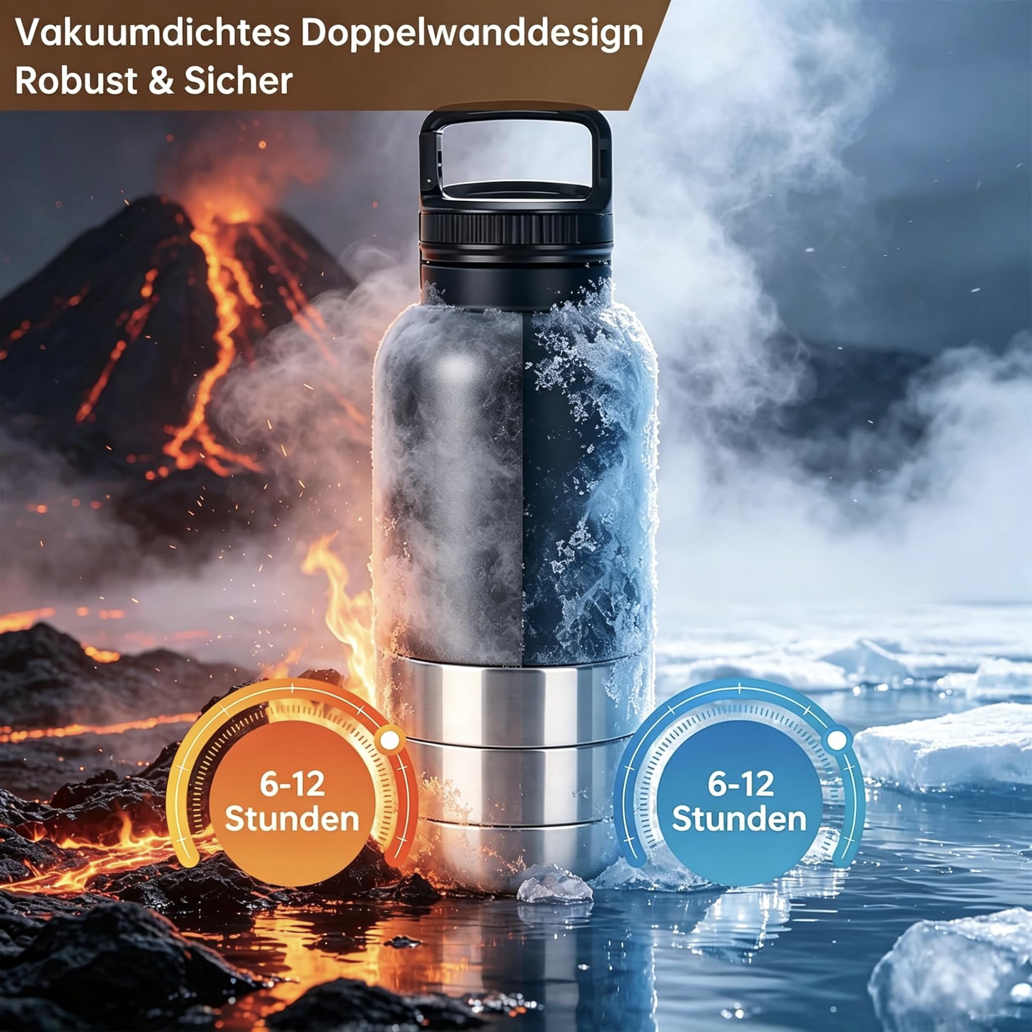 Borraccia per cani 4 in 1, per viaggi, in acciaio inox, isolata, con 3 ciotole, a prova di perdite, per persone e cani, passeggiate, escursioni, viaggi