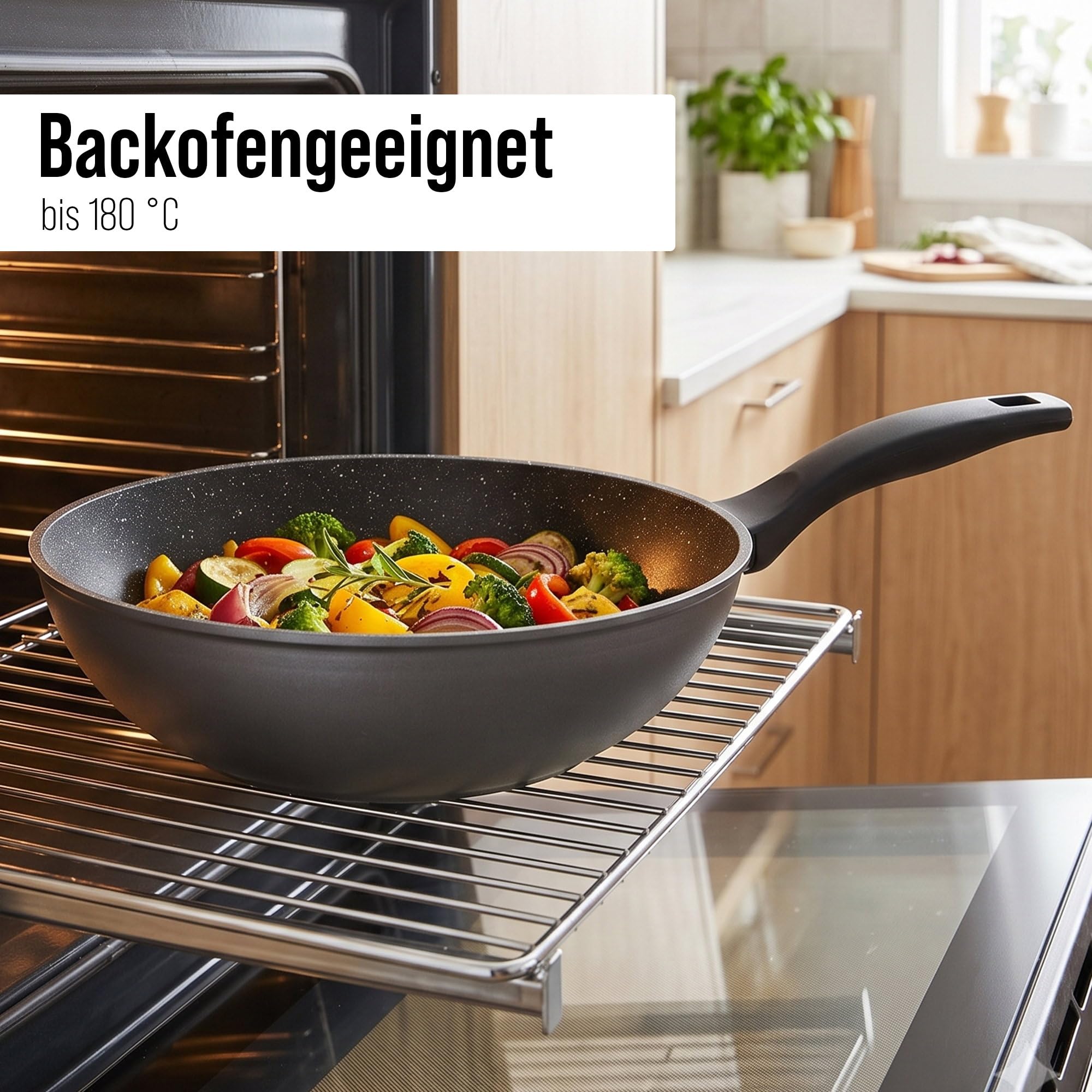 STONELINE® Wok 30 cm, adatto per piani cottura a induzione