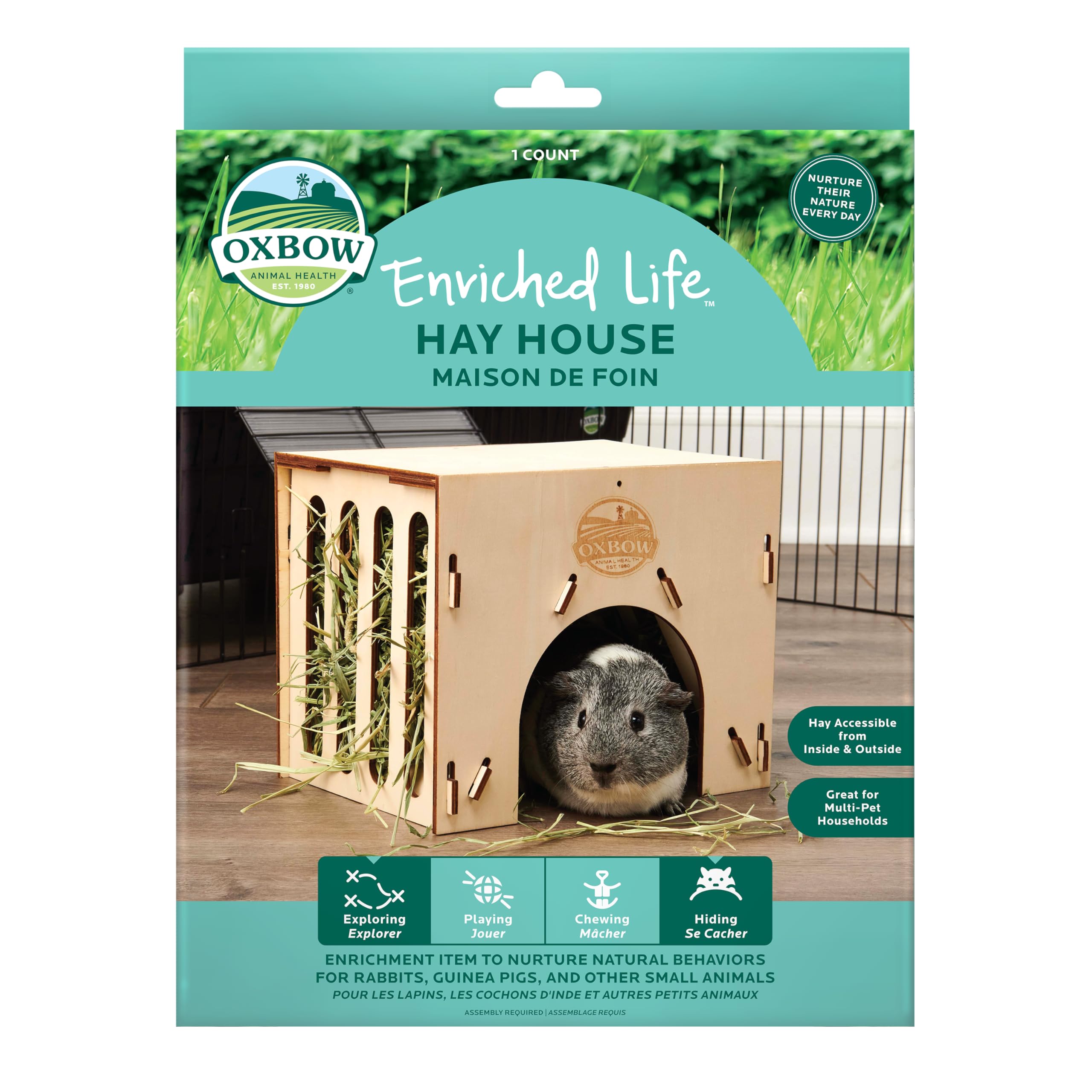 Oxbow Enriched Life Hay House - Rabbit Toys, Guinea Pig Toys, Hamster, Rabbit, Chinchilla, Rat, Chinchilla Cage Accessories, Guinea Pig Accessories for Cage