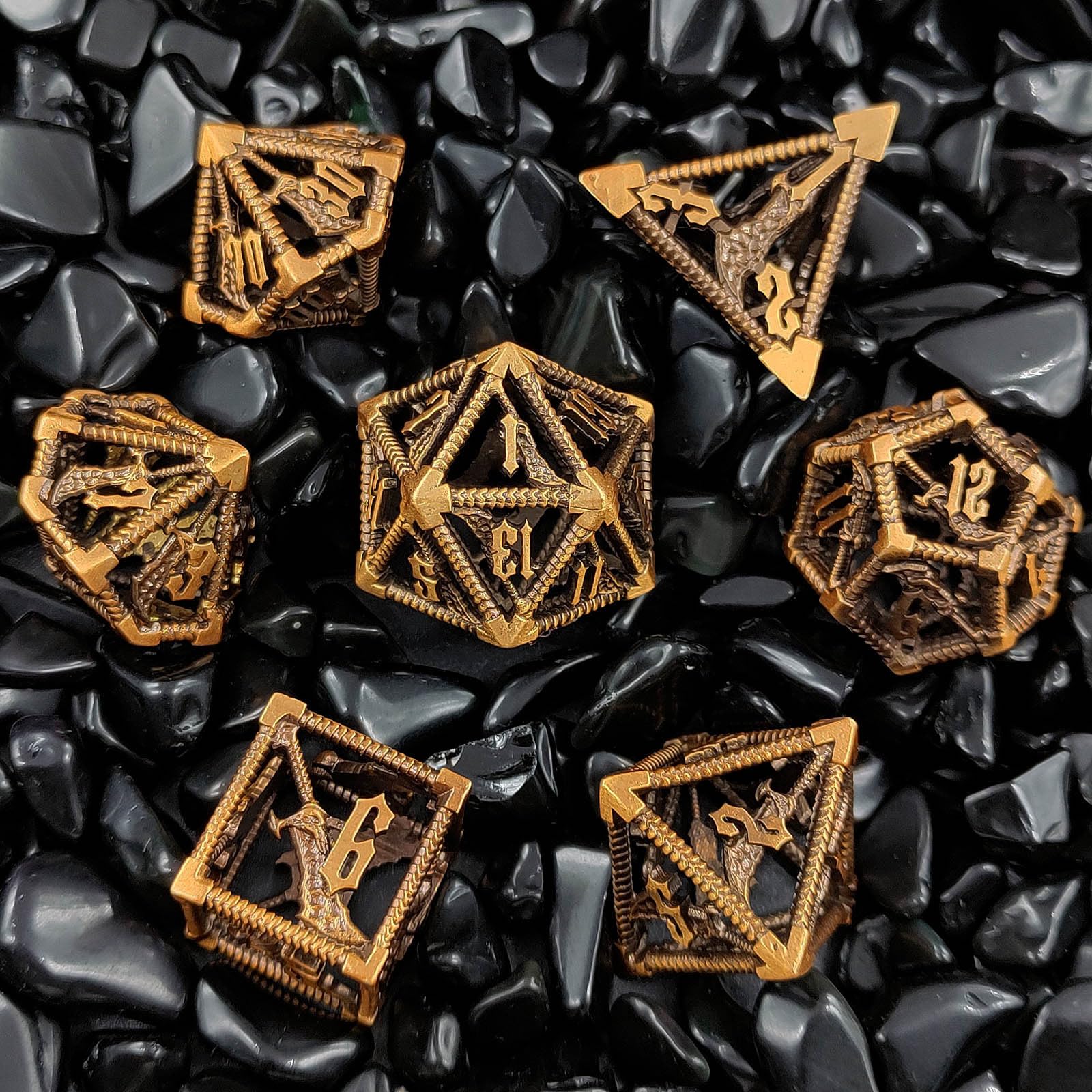 Heavy Metal DND Dice Trwałe 7 szt. Zestaw wielościenny do RPG, Dungeons Dragons, Tabletop Adventure Gaming