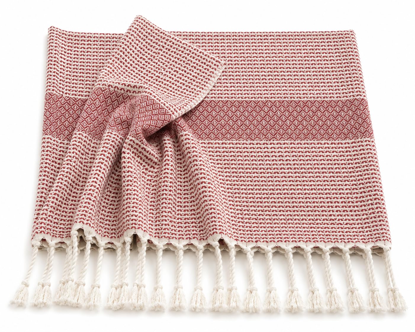 Babila Turkish Hammam Peshteal Towel | Lightweight & Quick-Drying & Absorbent | Turkish Travel, Spa & Beach Towel | Soft, Compact & Versatile | Burgundy, 100 x 180cm