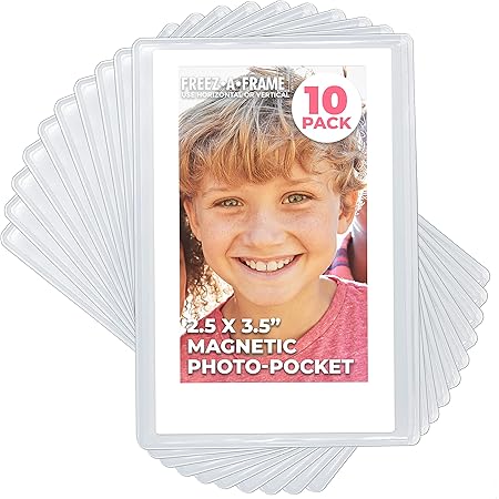 Amazon Com Clear Magnetic Picture Frames For Refrigerator 2 5 X 3 5 Wallet Size Pack Of 10 Freez A Frame