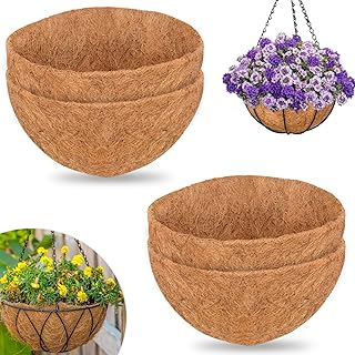 ZeeDix 4 PCS 12 Inch Coconut Liners for Planters, Round Hanging Basket L...