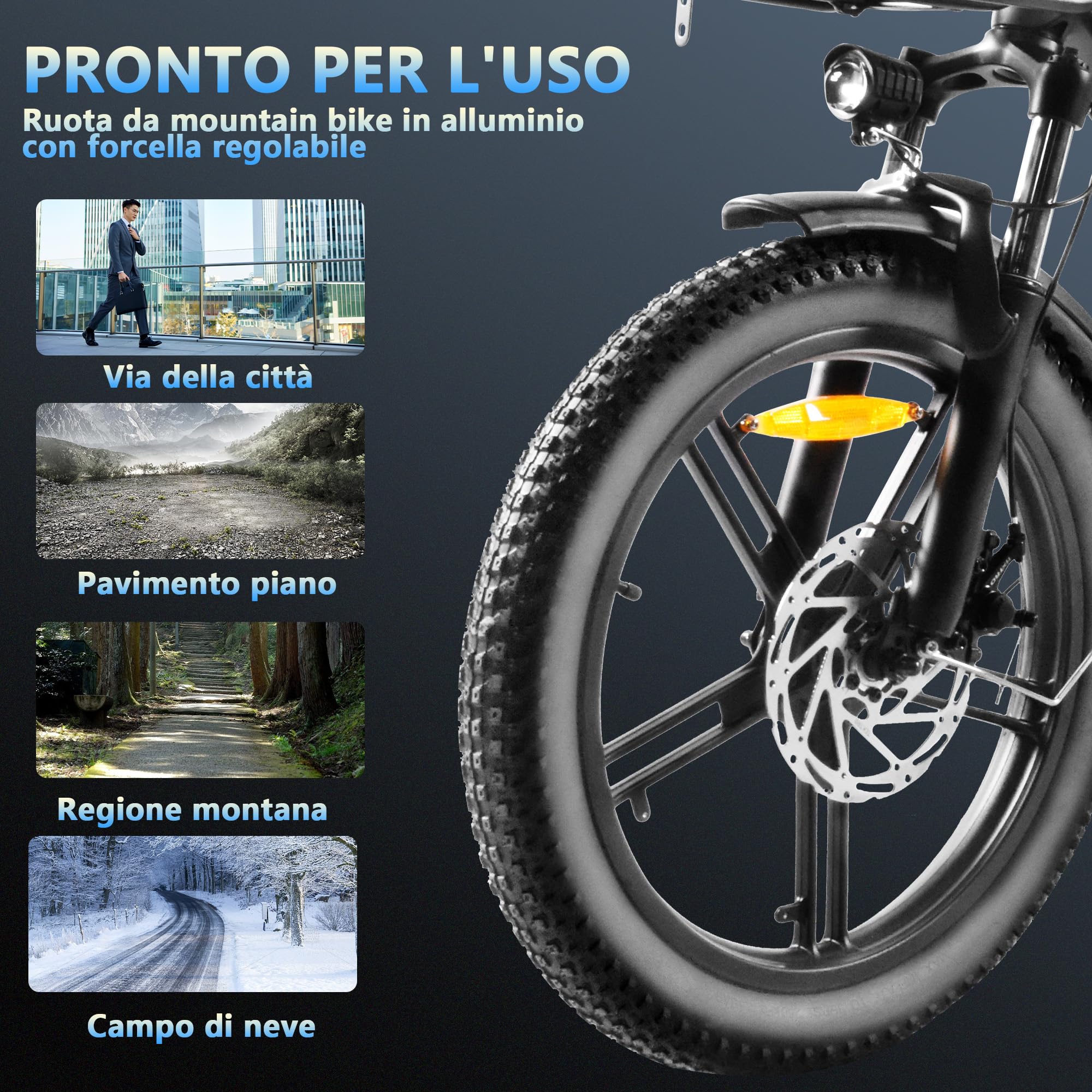 K K201 Bici Elettrica Pieghevole, con Pneumatici Grassi da 20" x 3.0" e Batteria Rimovibile da 36V 20.8Ah, Autonomia di 90 km, E-Bike per Tutti i Terreni