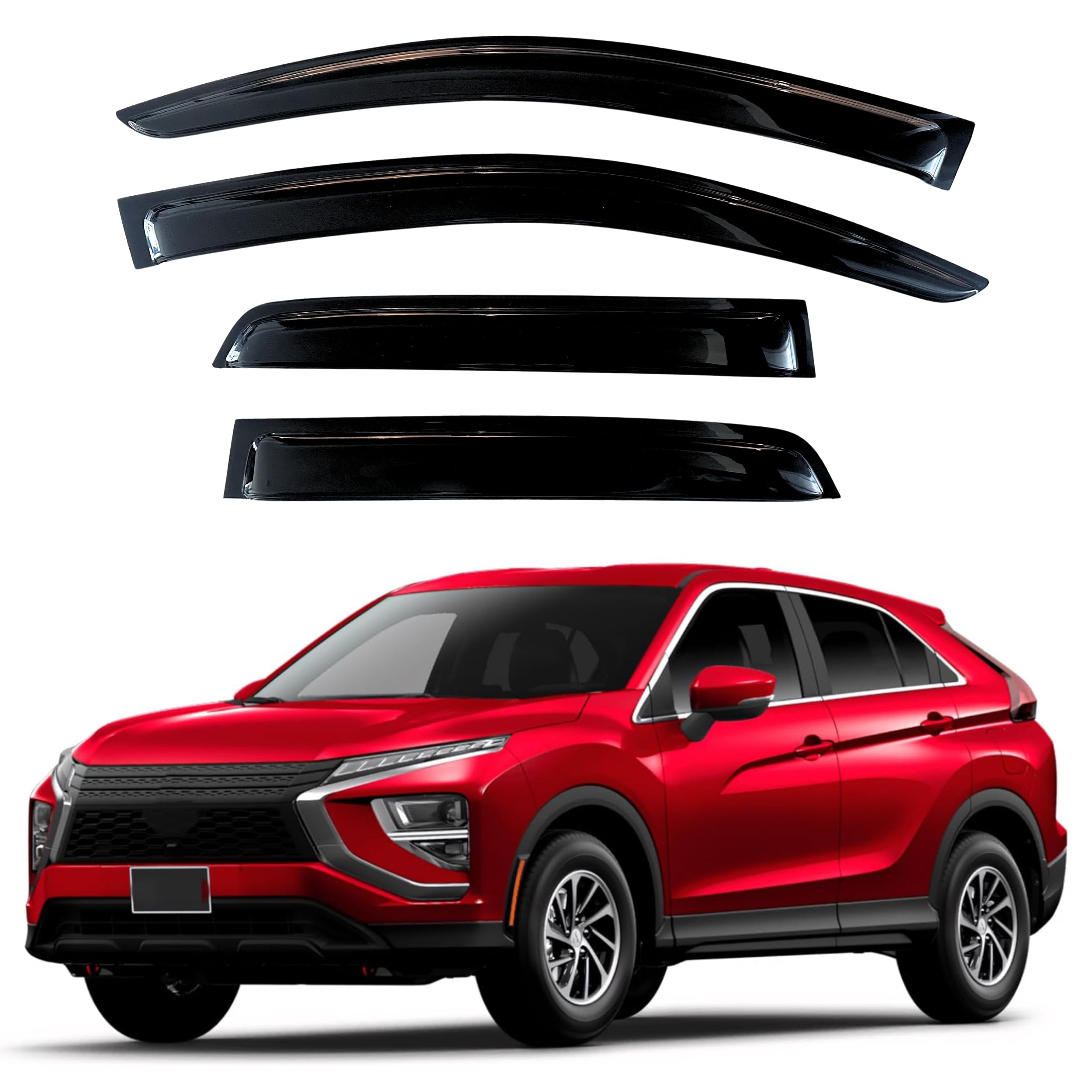KPY Window Visor Compatible with Mitsubishi Eclipse Cross 2018-2024, Rain Guards Side Window Deflector Tape-On Style, 2018 2019 2020 2021 2022 2023 2024