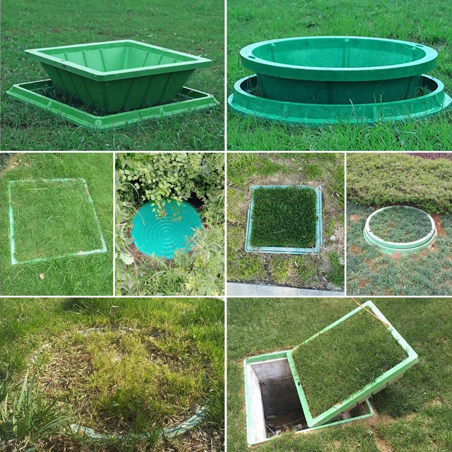 Pokrywa drenażu ogrodowego, okrągła/kwadratowa, z żywicy, do kanalizacji, na patio i trawnik, odporna na warunki atmosferyczne, idealna do ogrodu, 40 cm