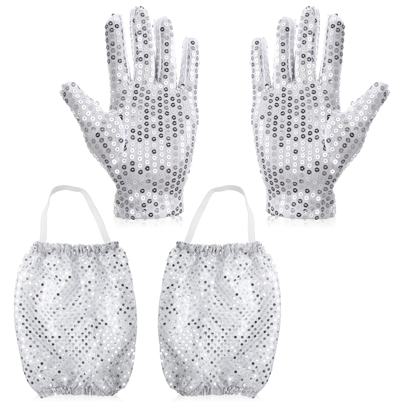 Tucnoeu Sparkly Sequin Gloves and Sequin Sock Covers, Halloween Glitter Set