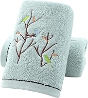 Vista 10 de Pidada Juego de 2 toallas de mano bordadas con patrón de árbol de pájaros, 100% algodón, absorbentes, suaves, toallas decorativas para baño (marrón)