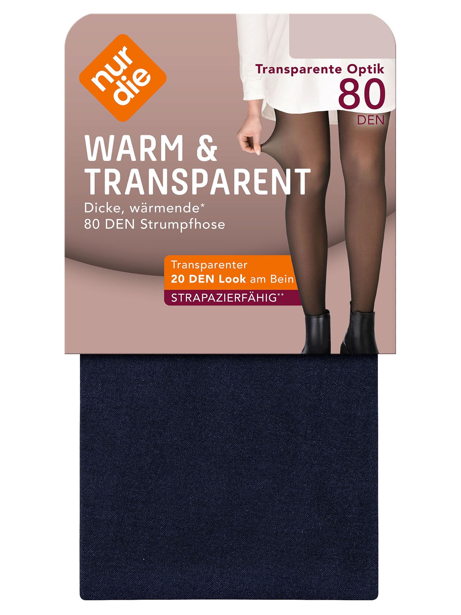 NUR DIE Damen 2er Pack Feinstrumpfhose Warm & Transparent Strapazierfähig Thermo Strumpfhose
