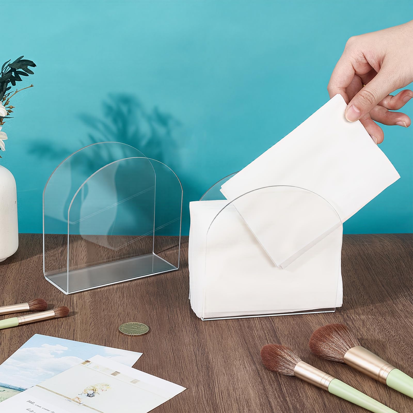 12 servilleteros de acrílico transparente para mesa de baño, toallero de invitados, dispensador de servilletas vertical para cocina y bar, 125 x 125 x 50 mm