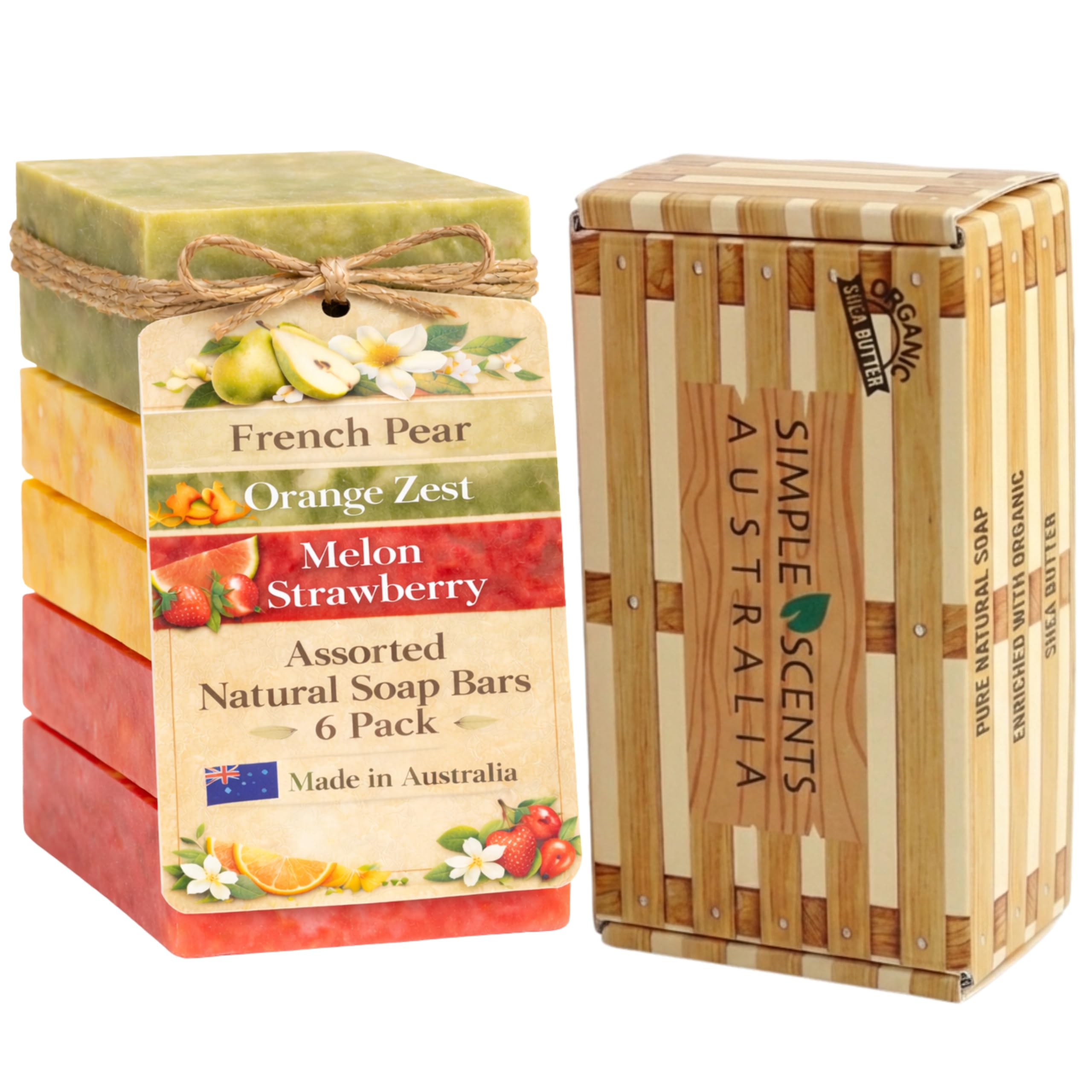 Simple Scents Australia Assorted 6 PCS Natural Soap Bars, Assorted Citrus Delights, 3.5oz Each Moisturizing French Triple Milled Soap Bars Enriched
