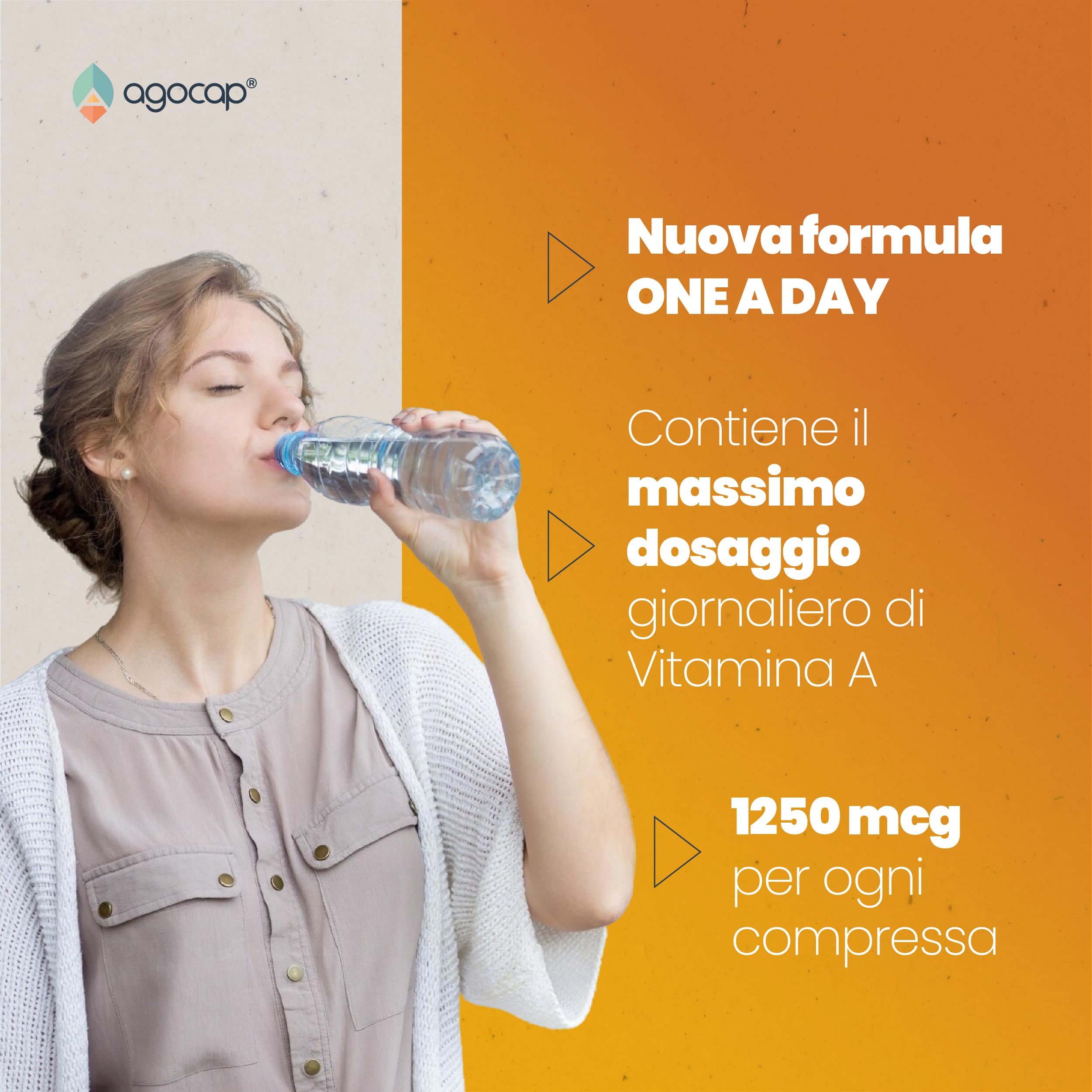 Vitamina A pura, 360 microcompresse ad alto dosaggio | 1200mcg per compressa di Vitamina A, 4000ui ad alta biodisponibilità | Agocap, Integratore Vitamin A, fatto in Italia