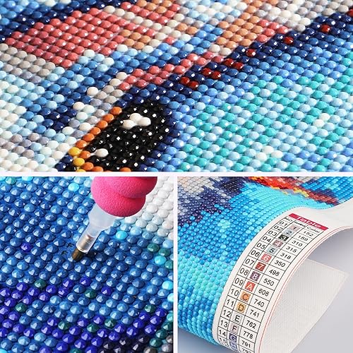 Miniatura 5 de SENQAO Kits de pintura de diamantes para adultos principiantes, taladro redondo completo, gema pájaros, flores, kit de arte de diamante, pintura de