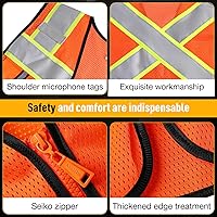 Vista 4 de Chaleco de seguridad clase 2 con cremallera frontal y múltiples bolsillos, chaleco de alta visibilidad, cumple con las normas ANSI/ISEA