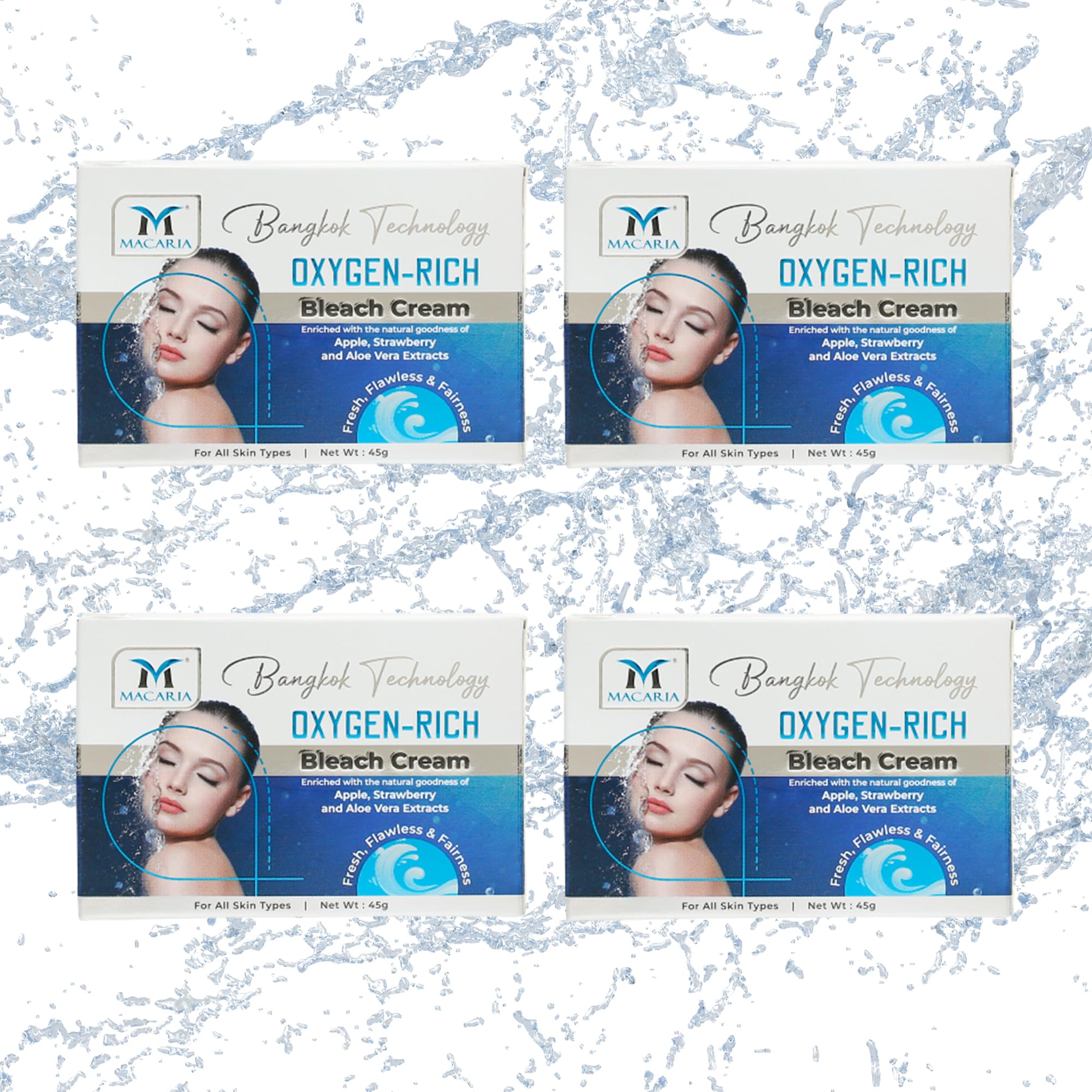 Macaria Oxygen Rich Face & Hair Bleach Cream for Women & Girls, Facial Hair Lightening, Whitening & Skin Brightening