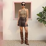 Knee High Boots for Women Fold Over Pointed Toe Shark Tall Boots Block Low Heel Slouch Long Boots with Side Zipper