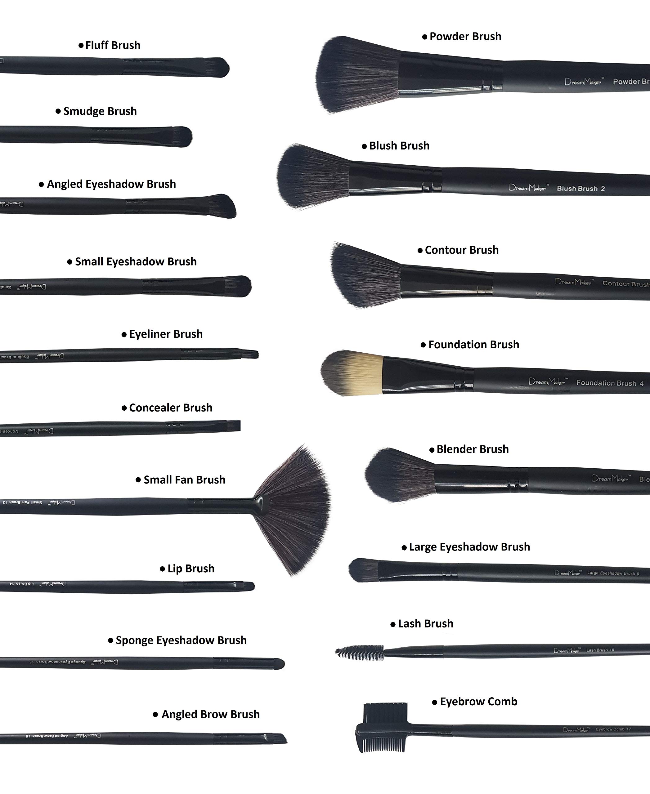 Dream Maker 18 Piece Makeup Brush Set (Black) Cruelty-Free Vegan Brushes, Kabuki Foundation 1