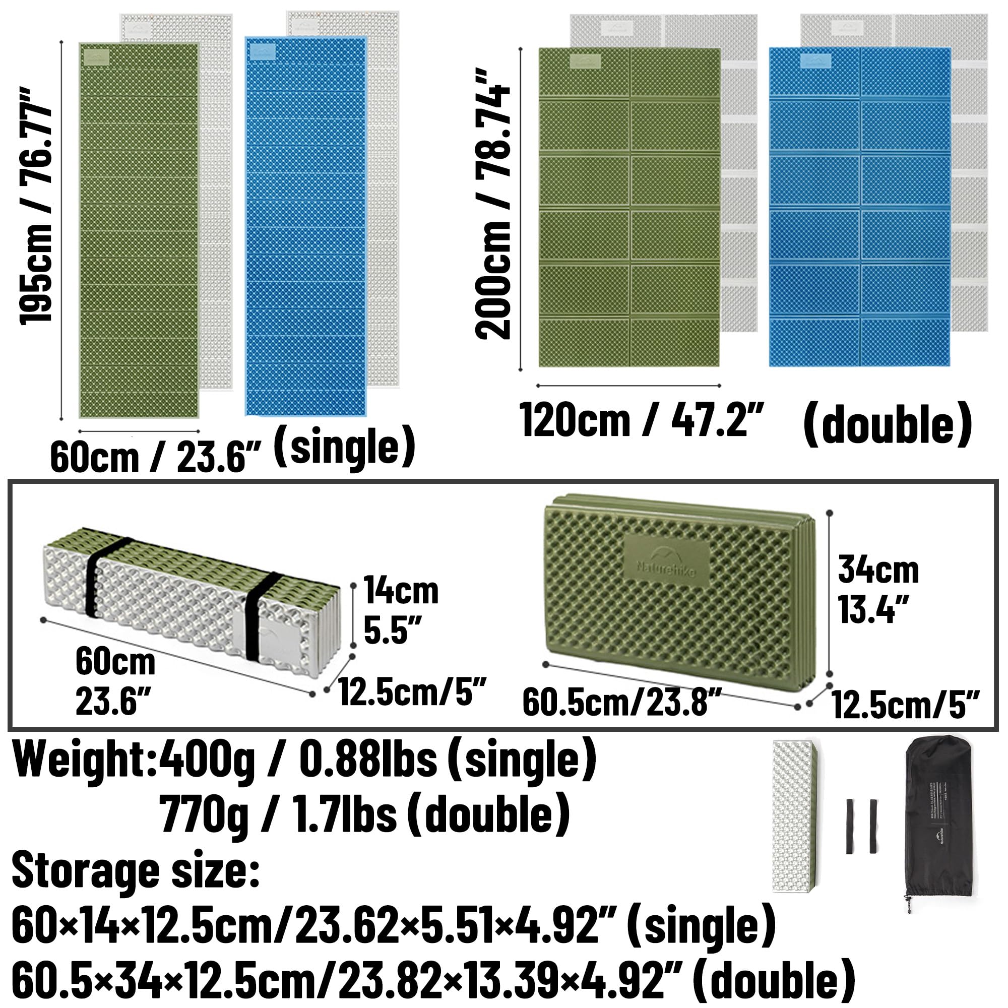 Amazon.co.jp: Naturehike超軽量フォームスリーピングパッド、R1.8-R3