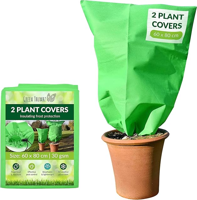 Green Thumbz Plant Covers For Winter, Frost Protection For Plants, Perfect Fleece For Plants, Flowers, Fruit, Vegetables, Plant Frost Fleece Protection Covers (60cm x 80cm)