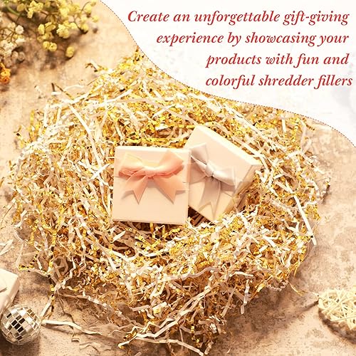 Miniatura 3 de Outus lb Papel de corte arrugado triturado para caja de regalo, papel de pasto de Pascua para bodas, cumpleaños, cajas de envoltura, bolsas (oro