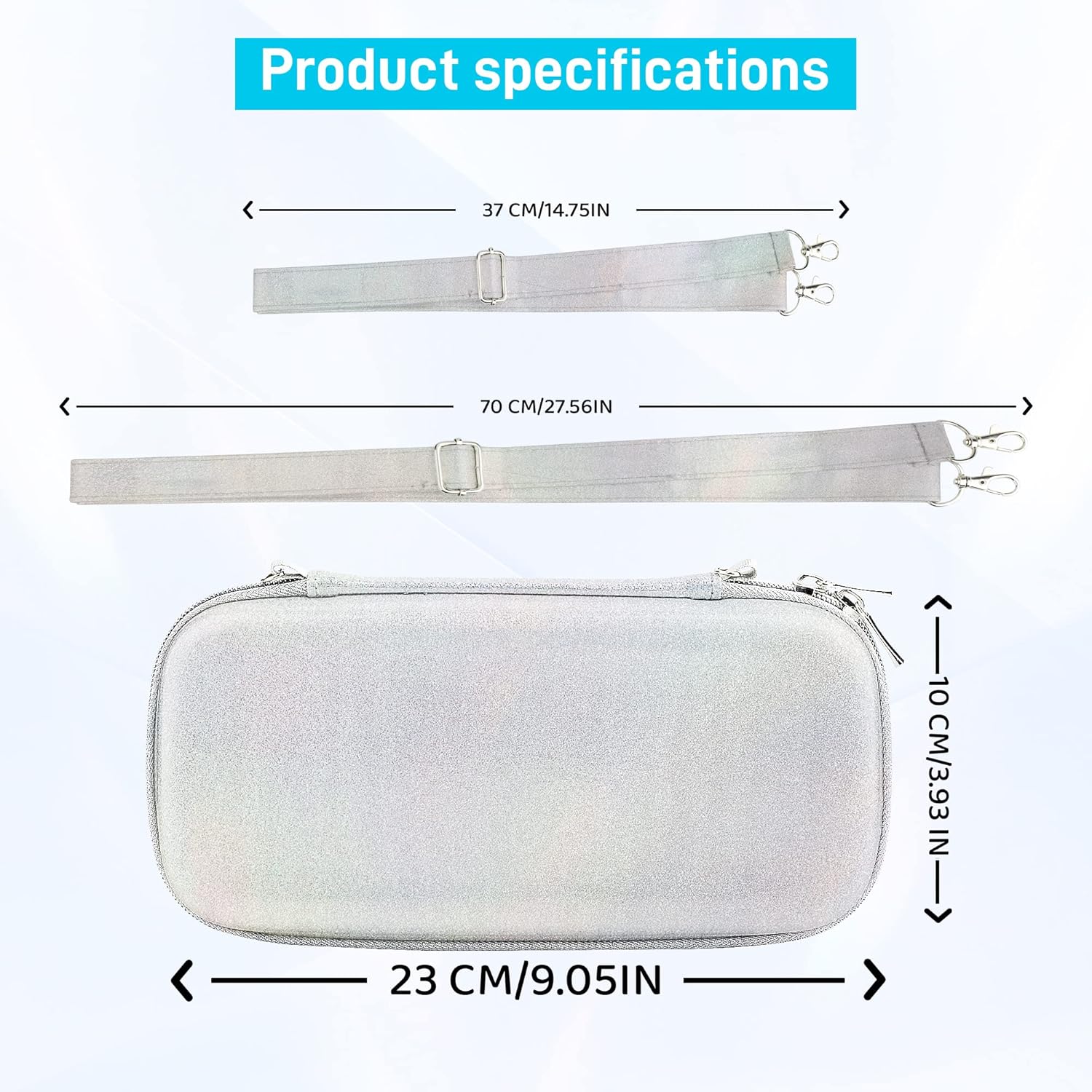 FANPL Glitter Case bundle for Nintendo Switch OLED Accessories, Rainbow Sparkle Carrying Case for Switch OLED and Joy Con with Protective Cover and Screen protector, 2 Thumb Grips, Shoulder Strap - Image 2