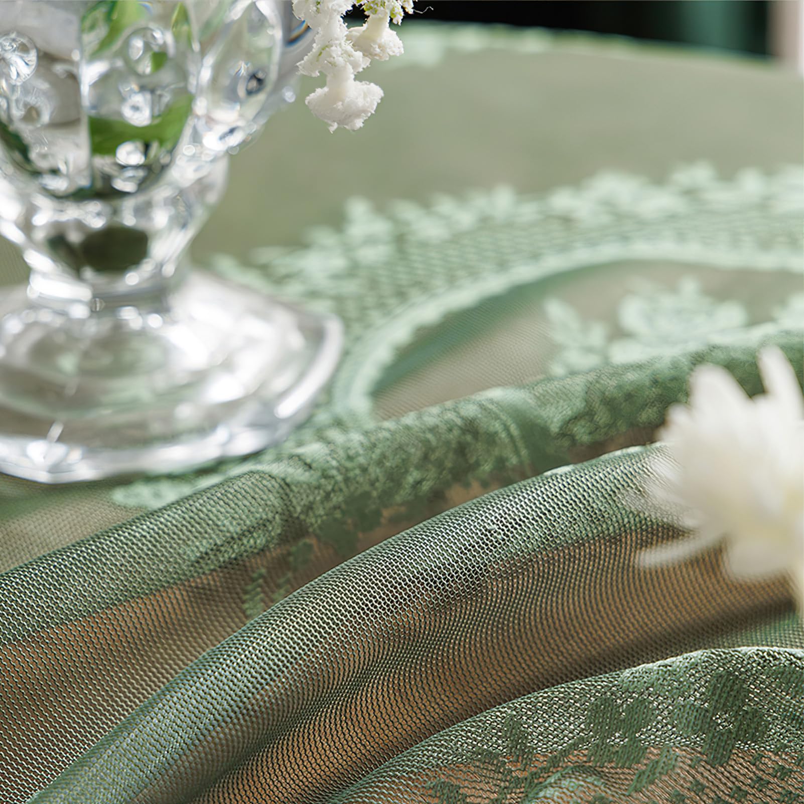 auons Vintage wit kant tafelkleed bloemen geborduurde ruches vierkant