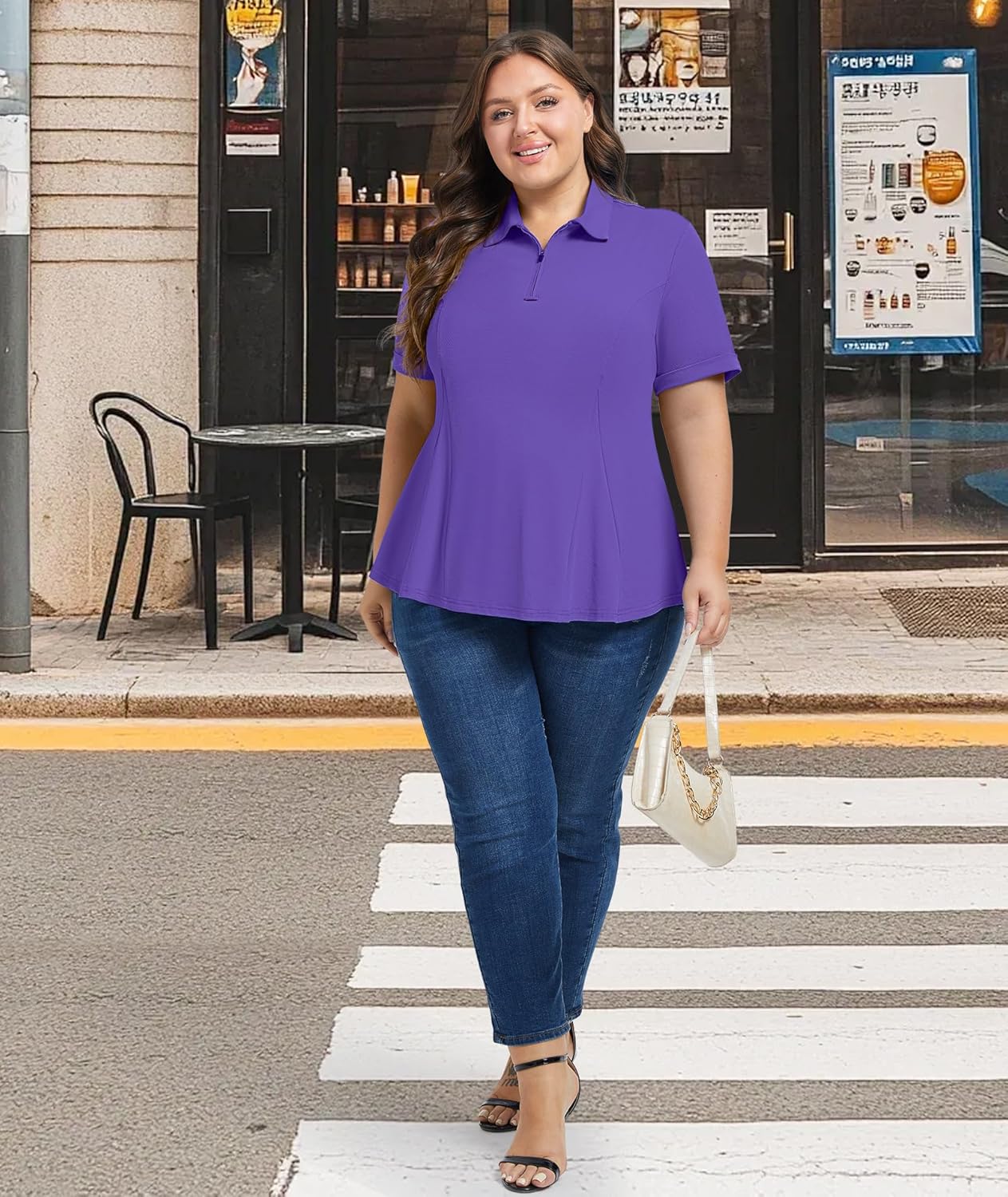 Casei Women's Plus Size Golf Polo Shirts Short Sleeve Collared Tennis Workout Tops Loose Fit UPF 50+ - Image 3