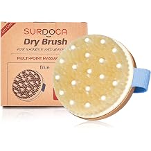 SURDOCA Dry Brush, Body Exfoliating Scrubber, Massage Brushes for Improve Circulation, Cellulite and Lymphatic Remover Boar Bristles - B