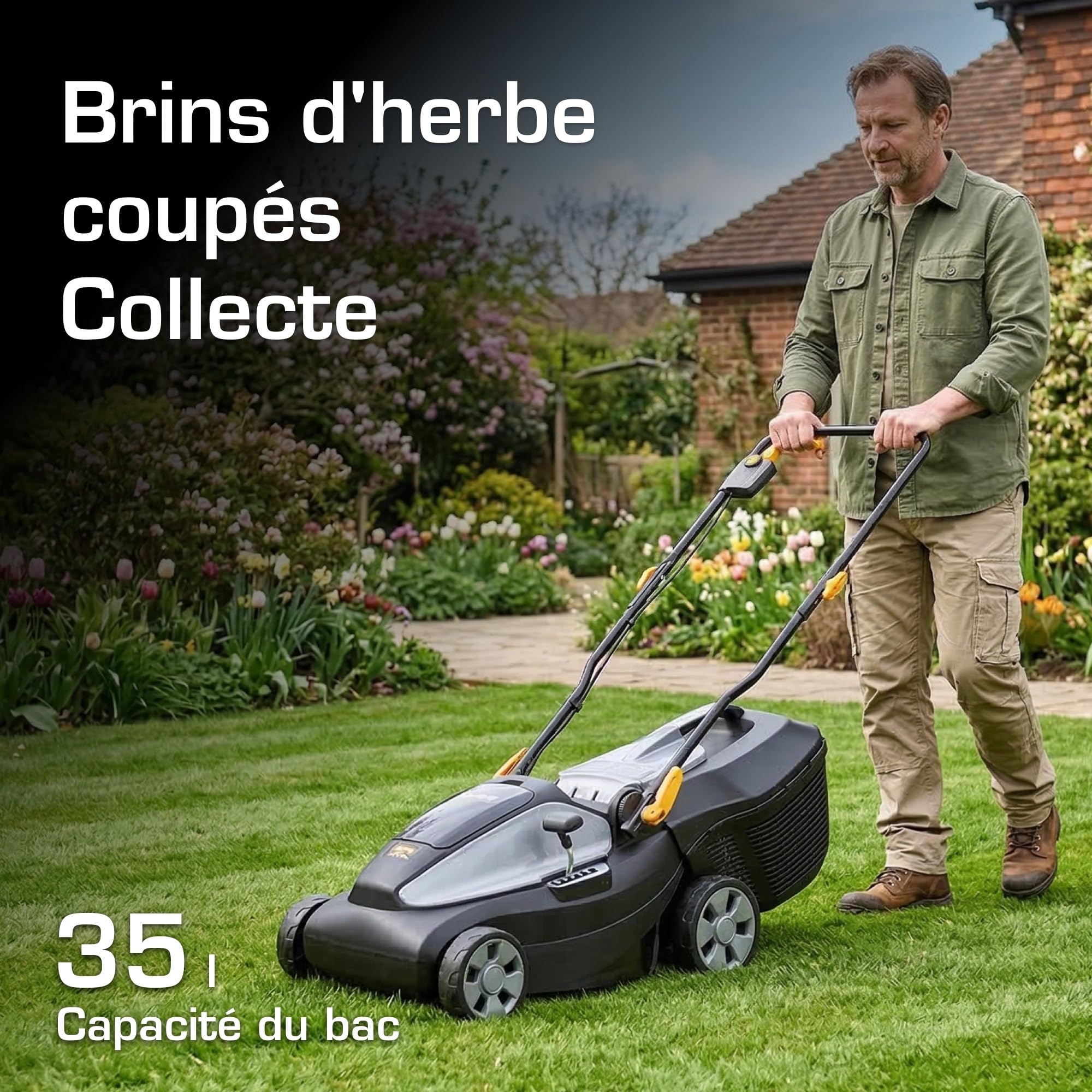 Alpina Tondeuse sans fil AL1 3420 Li Kit, 34cm Largeur de Coupe, 2 Batteries 20V 2Ah
