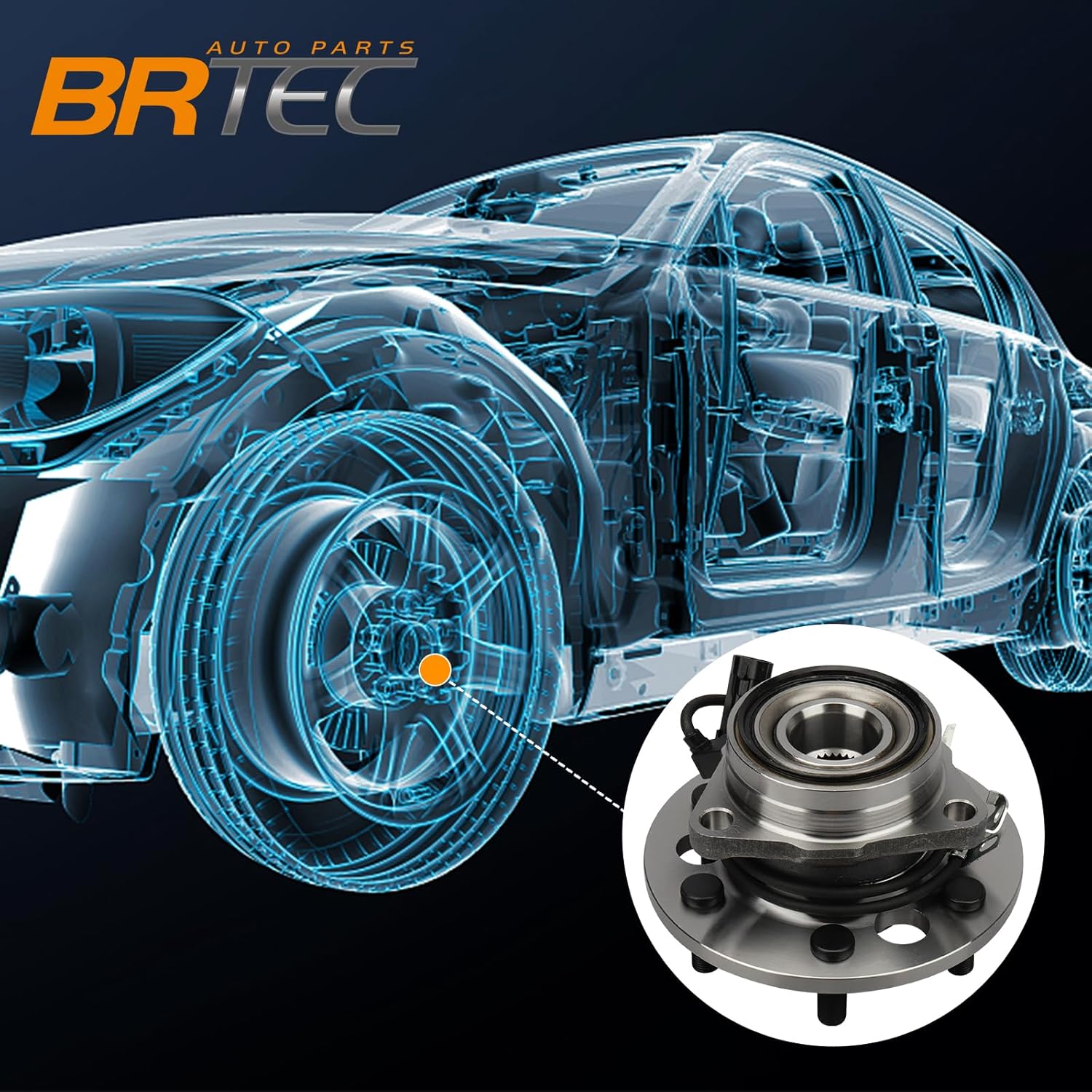 515024 Front Left/Right Wheel Hub and Bearing Assembly for Chevy 1995-99 Tahoe/1995-99 K1500, for GMC 1995-99 Yukon, for Cadillac 1999-00 Escalade 6Lugs W/ABS