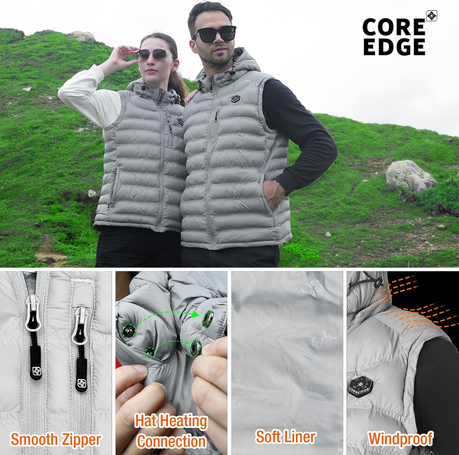 Heated Vest for Men with Detachable Heated Hood, Electric Vest for Men with Battery Pack Included - Image 5