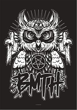 Heart Rock - Bring Me The Horizon Owl Flag, Italian Quality, Resistant Materials and Vivid Colours - Made in Italy [100% Polyester - 110 x 75 cm]