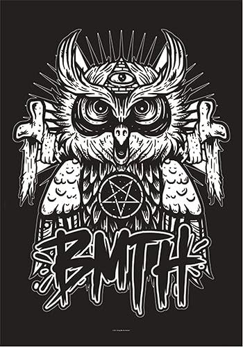 Heart Rock - Bring Me The Horizon Owl Flag, Italian Quality, Resistant Materials and Vivid Colours - Made in Italy [100% Polyester - 110 x 75 cm]