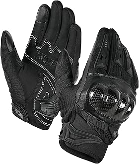 IRON JIA'S Motorcycle Gloves for Men and Women, Summer Touchscreen Riding Gloves with Carbon Fiber Protection for Road Racing, Dirt Bike, BMX, ATV L