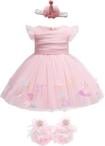 Glamulice Baby Flower Girl Dress Infant/Toddler First Birthday Outfit Wedding Bridesmaid Party Christmas Tutu Dresses