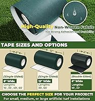 Vista 4 de Cinta de Costura de Césped Artificial de Doble Cara 6" x 16' Cinta de Costura Autoadhesiva para Pisos de Concreto y Madera, Patios, Alfombras