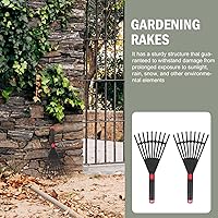 Vista 6 de Cabilock Rastrillo de mano para jardinería, rastrillo de hoja de plástico, rastrillo de jardín pequeño, rastrillos de jardinería, rastrillos