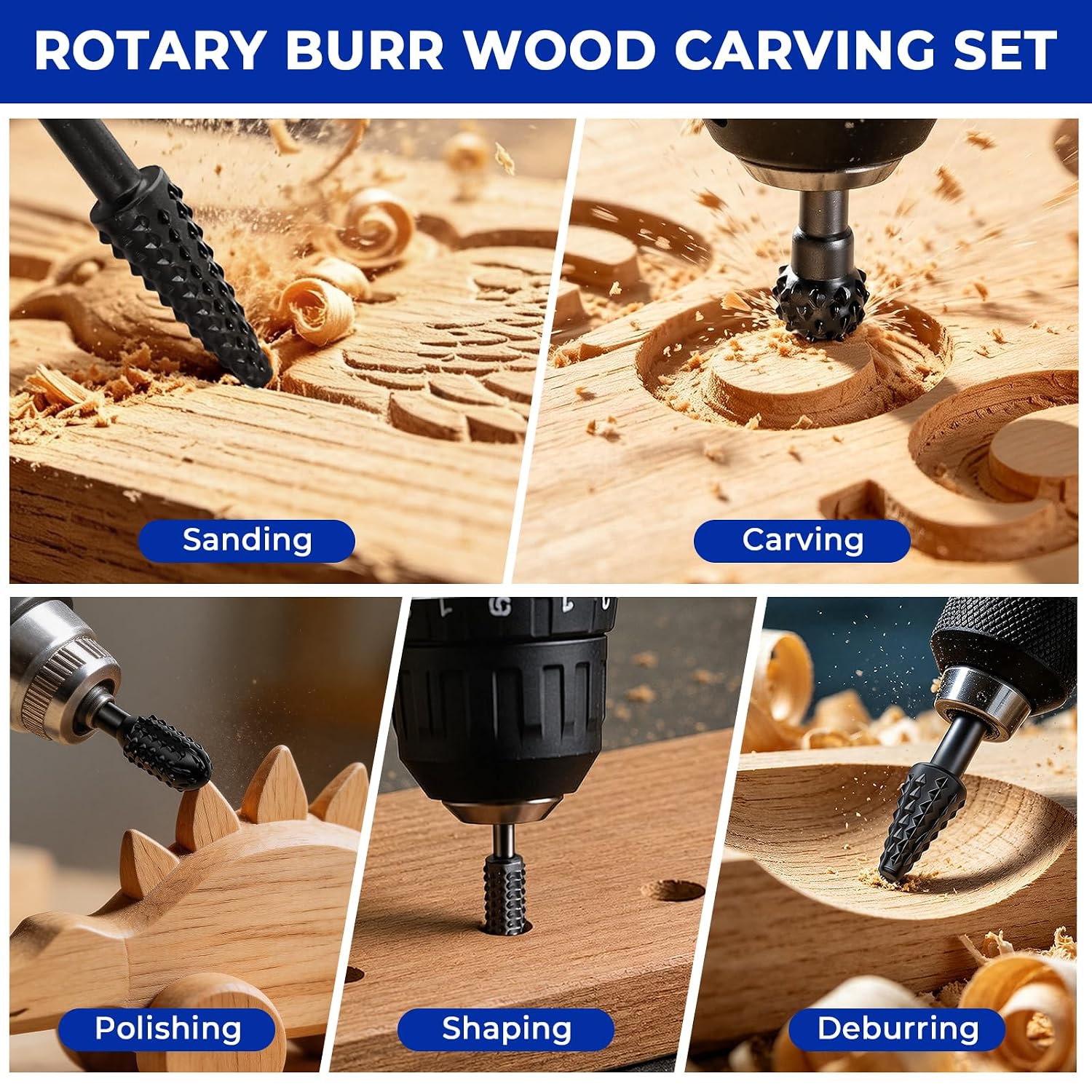 19PCS Wood Carving Disc Set for 4” & 4-1/2” Angle Grinder