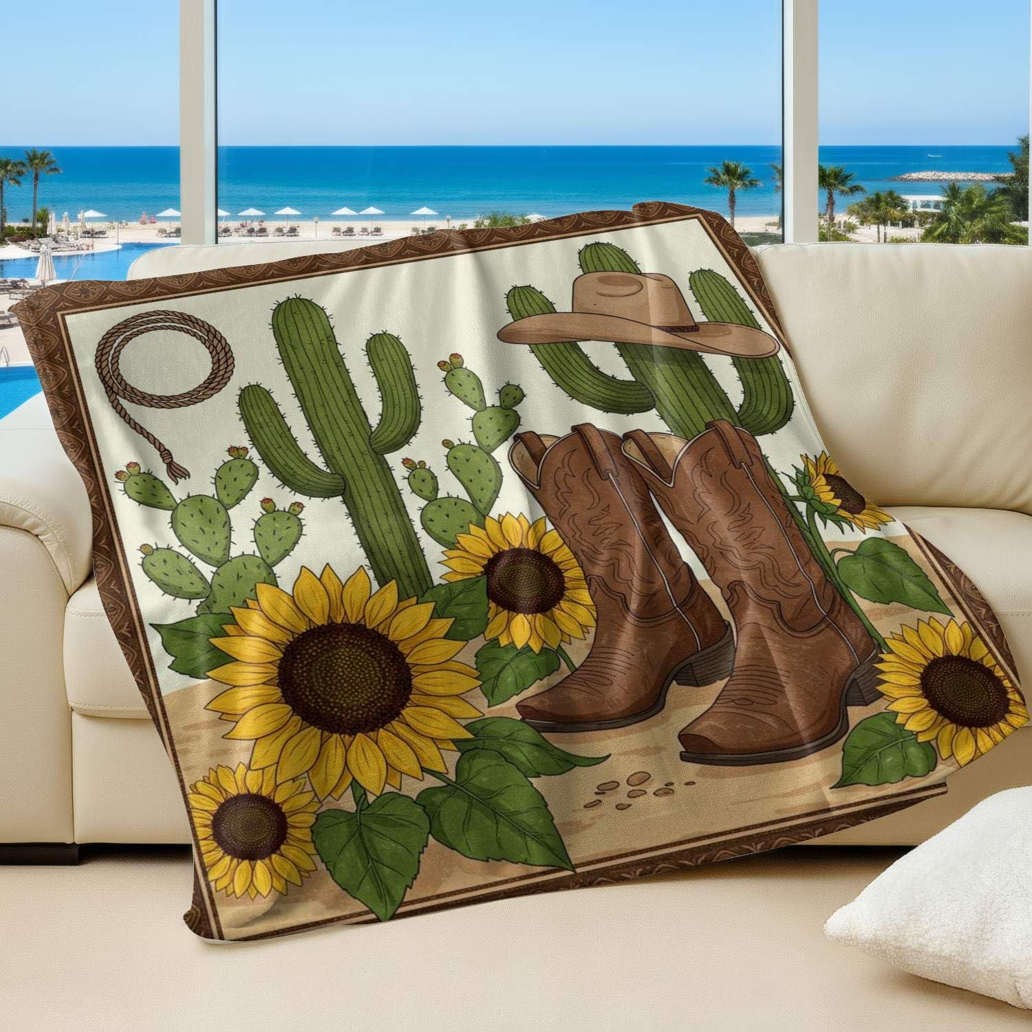 Couverture style cowboy flanelle pour un salon chaleureux et vos voyages