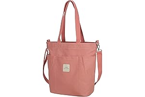 Lily Queen Women Canvas Tote Handbag with Zipper & Multi Pockets Crossbody Shoulder Bag