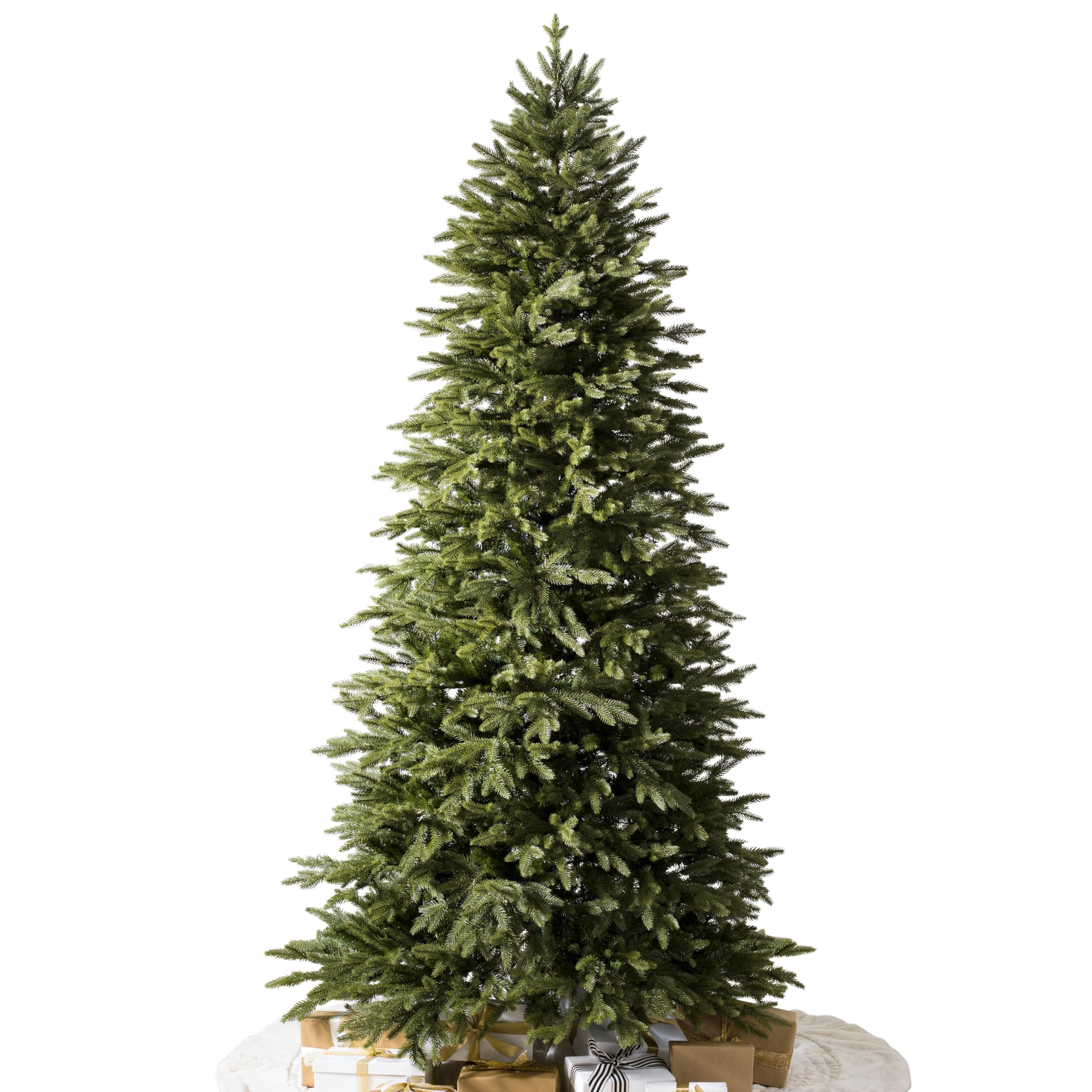 Balsam HillSilverado Slim - Realistic Narrow Christmas Tree with True Needle Foliage, Premium Stand, Storage Bag & Easy Assembly for Indoor Holiday Decorating, Unlit, 9'