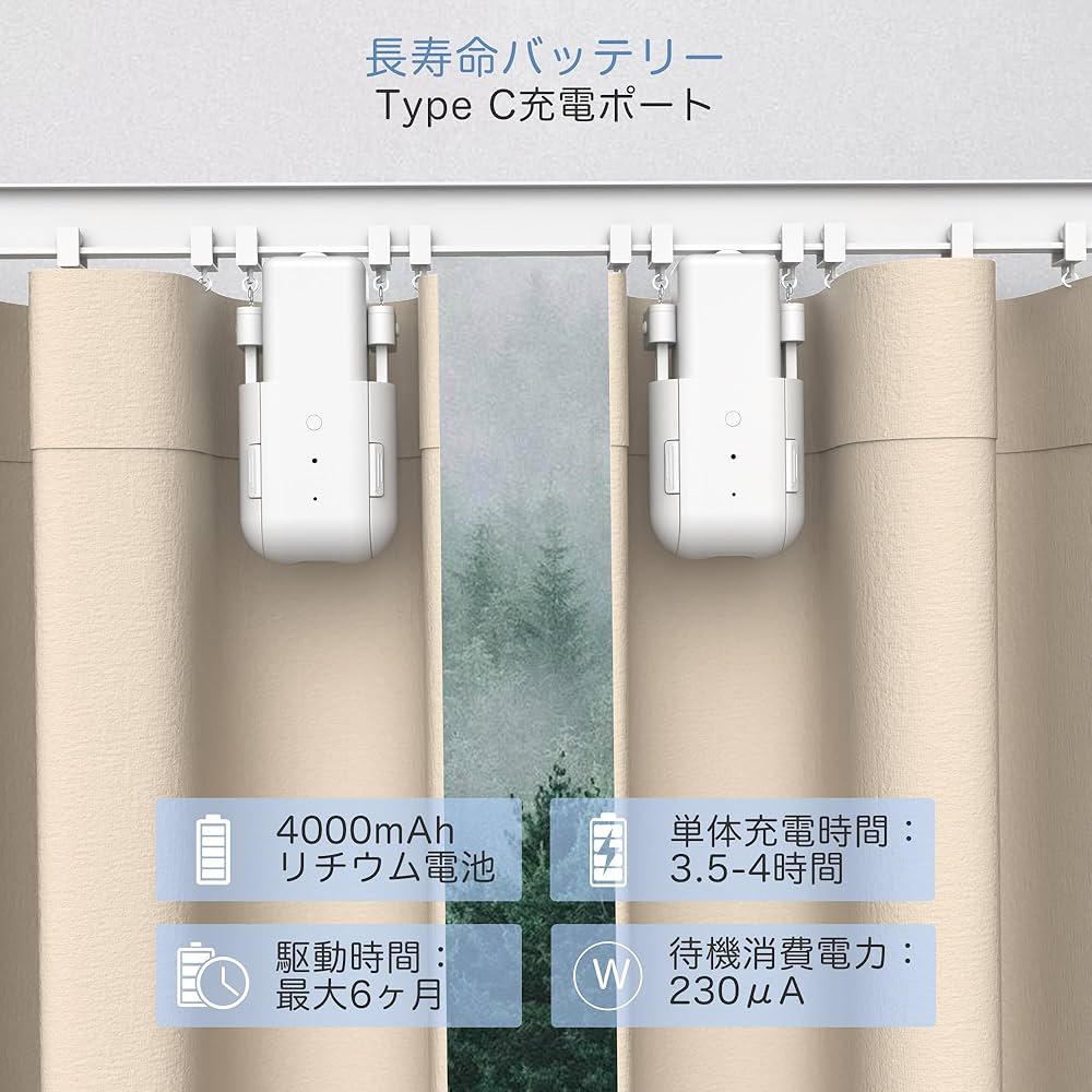 T111 iCODIS 自動カーテン開閉器 2個セット Amazon｜iCODIS 自動カーテン開閉器搭載 両開き対応 スマート