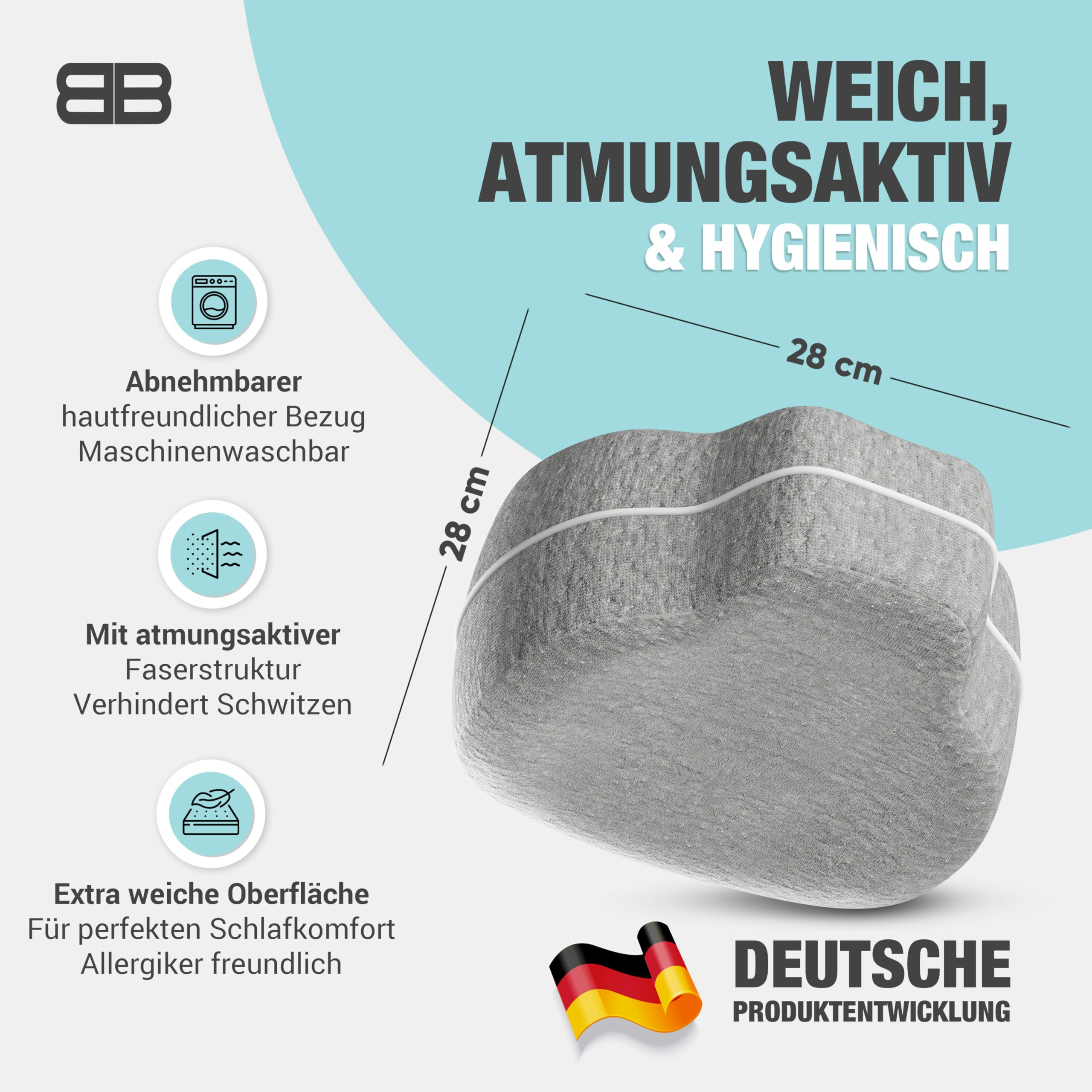 BACK BODYGUARD Kniekissen Seitenschläfer - Beinkissen - Seitenschläferkissen mit Bezug - Lagerungskissen Erwachsene - Beinkissen - Knie Kissen Seitenschläfer - Knierolle (Kissen + Grauer Bezug)
