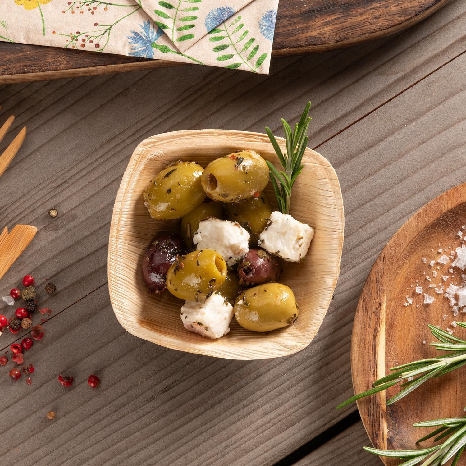 25 Bowls Palm Leaf Pure 50 ml 2.5 cm x 9 cm x 9 cm Natural Quadrato